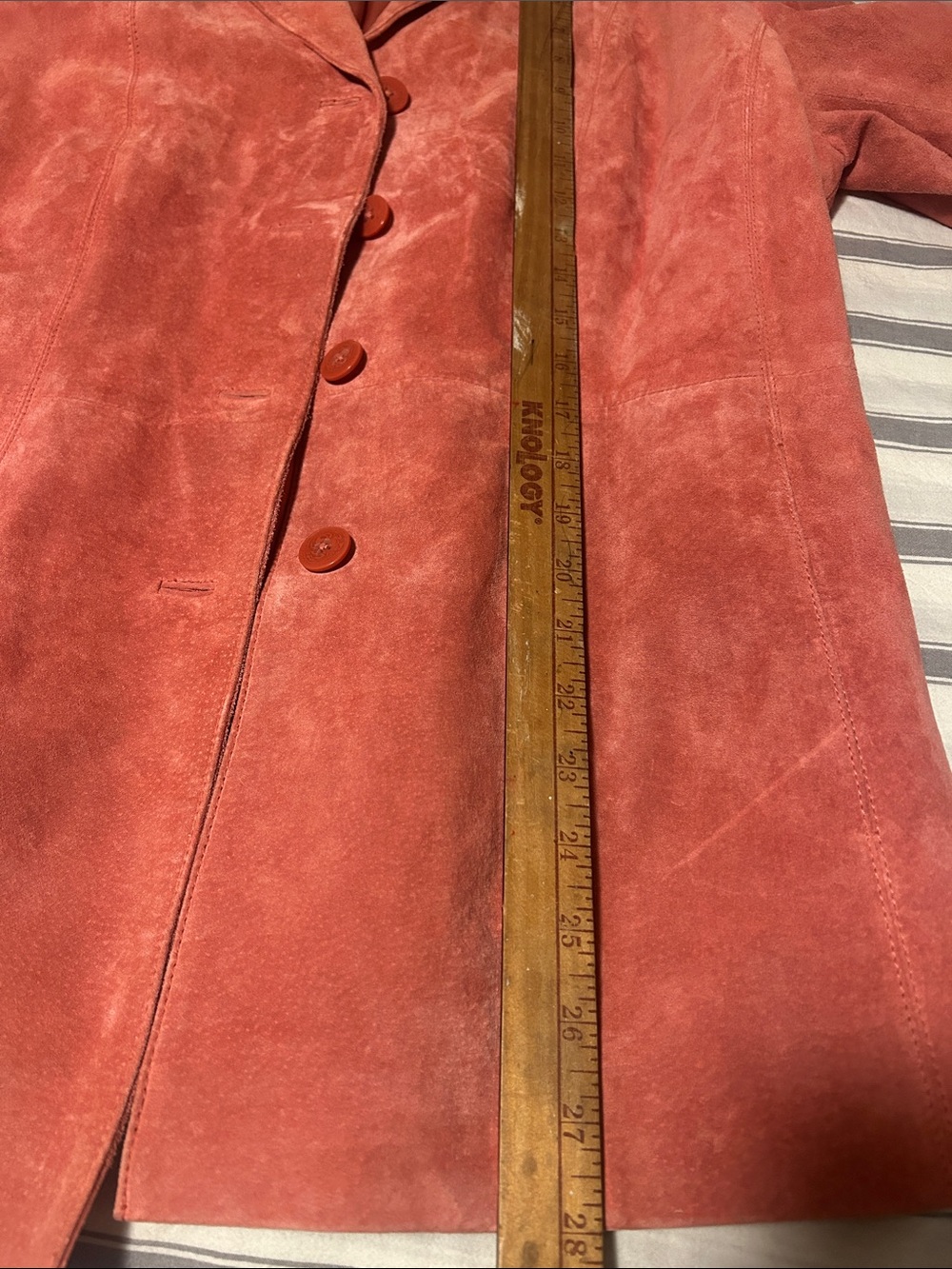 Parisian Signature Women's Suede Real Leather Jacket Blazer Pink Coral L - Picture 14 of 15
